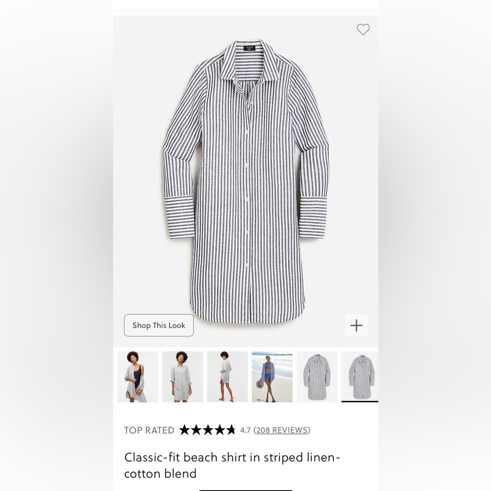 J crew classic beach shirt, linen stripe